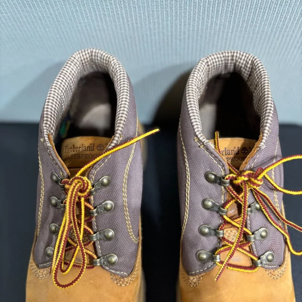 Timberland Men's 10M Brown & Tan Leather Canvas Lace-Up Ankle Hiking Boots